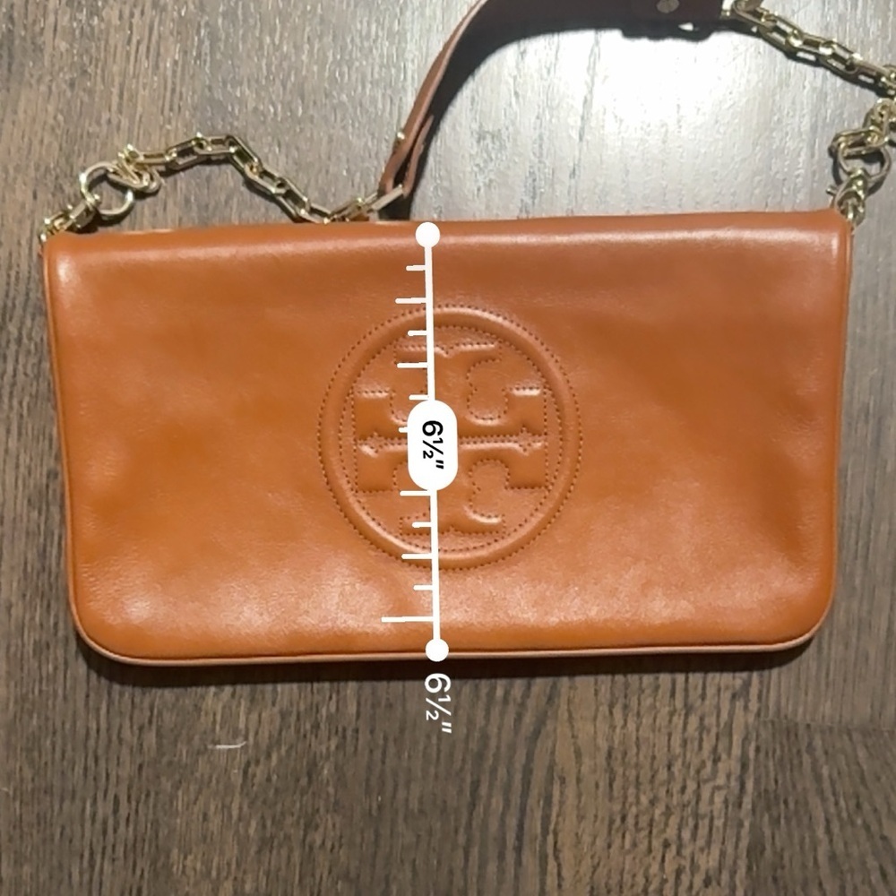 Tory Burch Leather Bombe Reva Brown Cluth - Picture 5 of 5